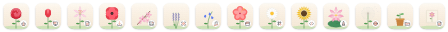 Bloom icons at 16 points